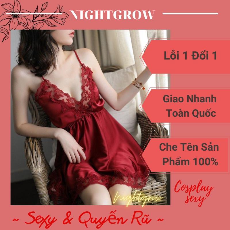 VÁY LỤA REN B03 NIGHTGROW, DỄ MẶC, DỄ NGỦ, LỤA SATTIN MỀM MỊN