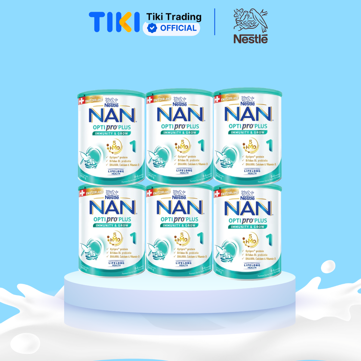 Thùng 6 lon Sản Phẩm Dinh Dưỡng Nestlé NAN OPTIPRO PLUS 1 800g/lon