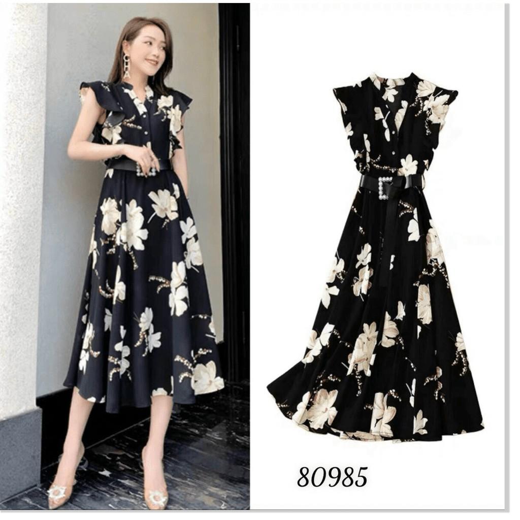 ĐẦM XÒE LỤA HOA KÈM DẬY LỤA HOA CỘT EO SIÊU ĐẸP DÀNH CHO CÁC QUÝ PHU NHÂN THỜI TRANG MỚI NHẤT HIỆN NAY
