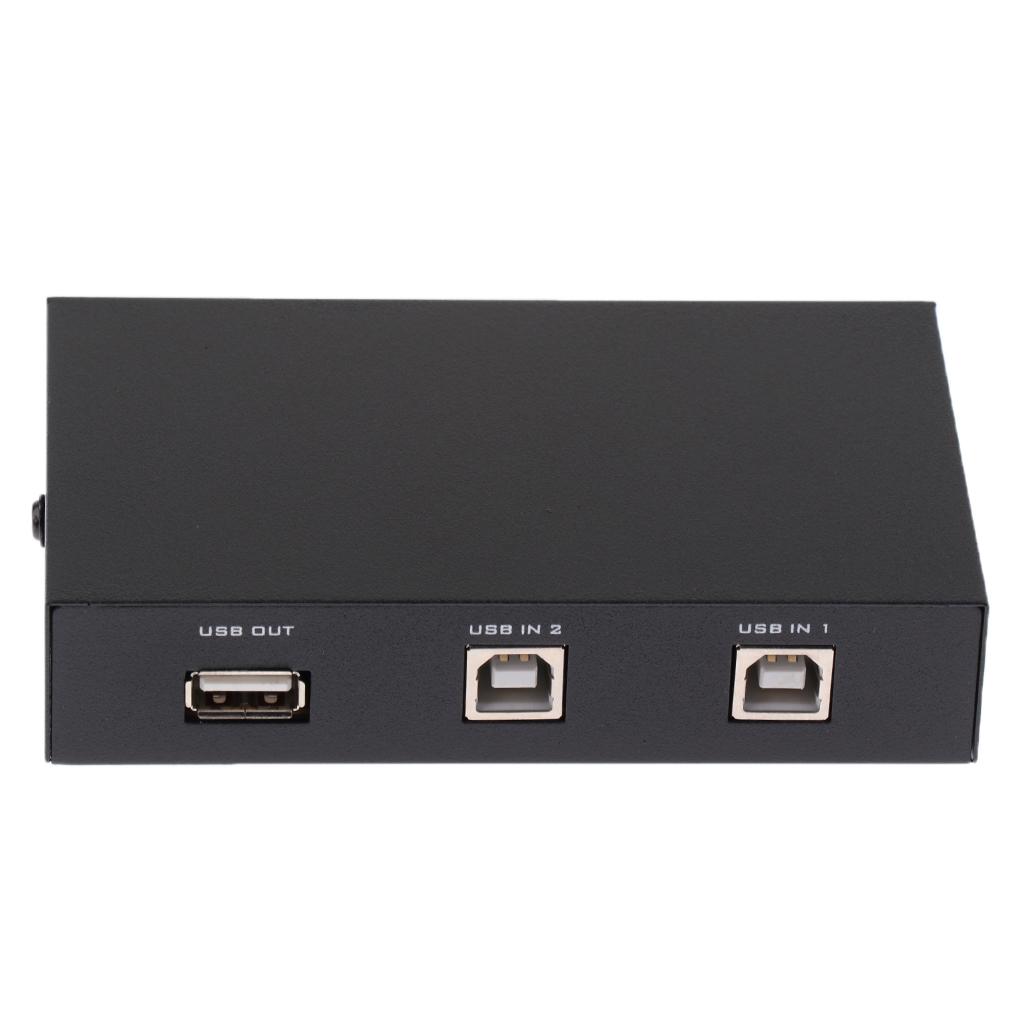 USB 2.0 Manual Sharing Switch KVM Switcher Adapter Box 2 Computers Share 1 USB Device Hub for Printer Scanner