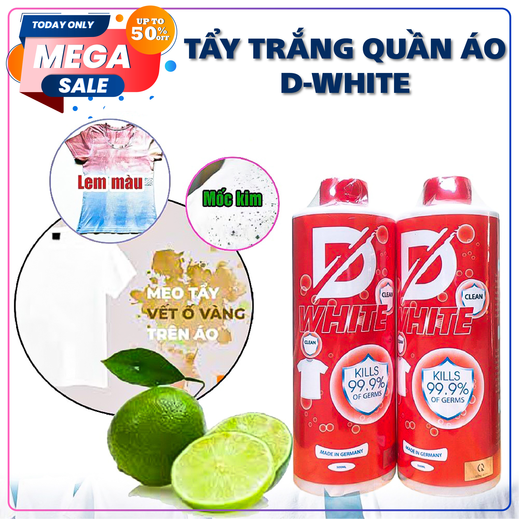 Nước Tẩy Quần áo, Tẩy mốc, Tẩy ố vàng, Tẩy lem màu...