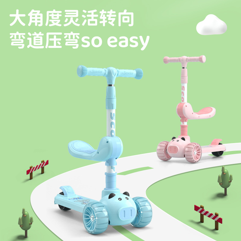 Xe trượt chòi chân Scooter Umoo cho bé 1-5 tuổi nâng hạ độ cao, bánh xe có đèn phát sáng