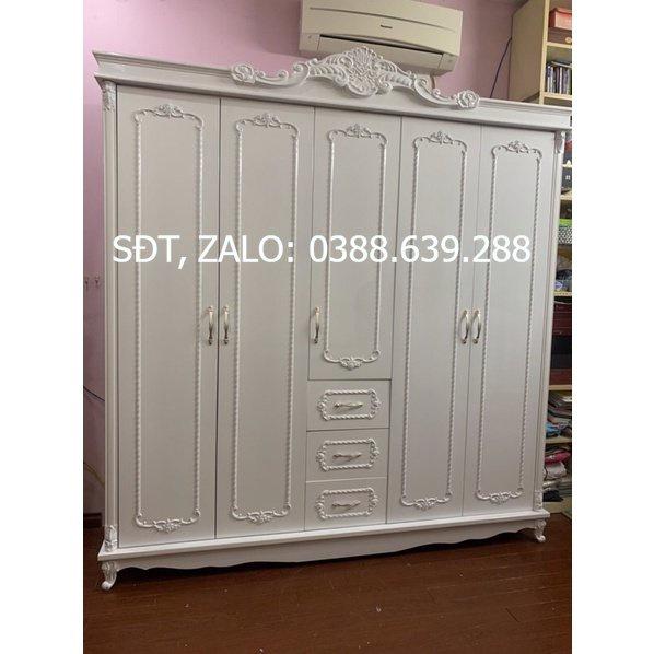 Tủ quần áo tân cổ điển full trắng