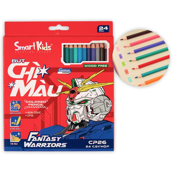 Hộp 24 Bút Chì Màu Woodfree Fantasy Wariors - Smart Kids CP26