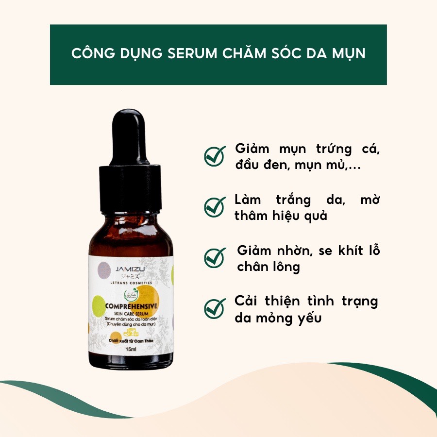 Serum Giảm & Ngừa Mụn Tuổi Dậy Thì JAMIZU Cam Thảo Nhật Bản - Giảm Nhờn Hết Mụn Mờ Thâm Trắng Da 15ml