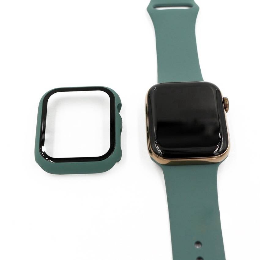 Xanh - Ốp case silicon siêu mỏng bề mặt kính cường lực bảo vệ 360 độ cho Apple Watch 40mm hiệu HOTCASE che phủ toàn bộ bề mặt (bảo vệ 2 chiều, chống vân tay, chống bám bẩn, cường lực 9H) - Hàng nhập khẩu