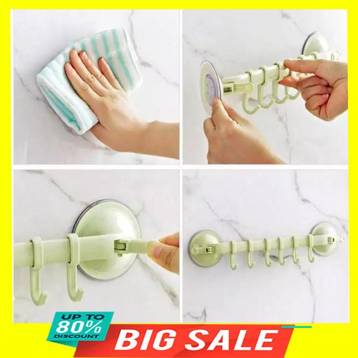 Móc treo đồ hút chân không tiện dụng thanh 6 móc