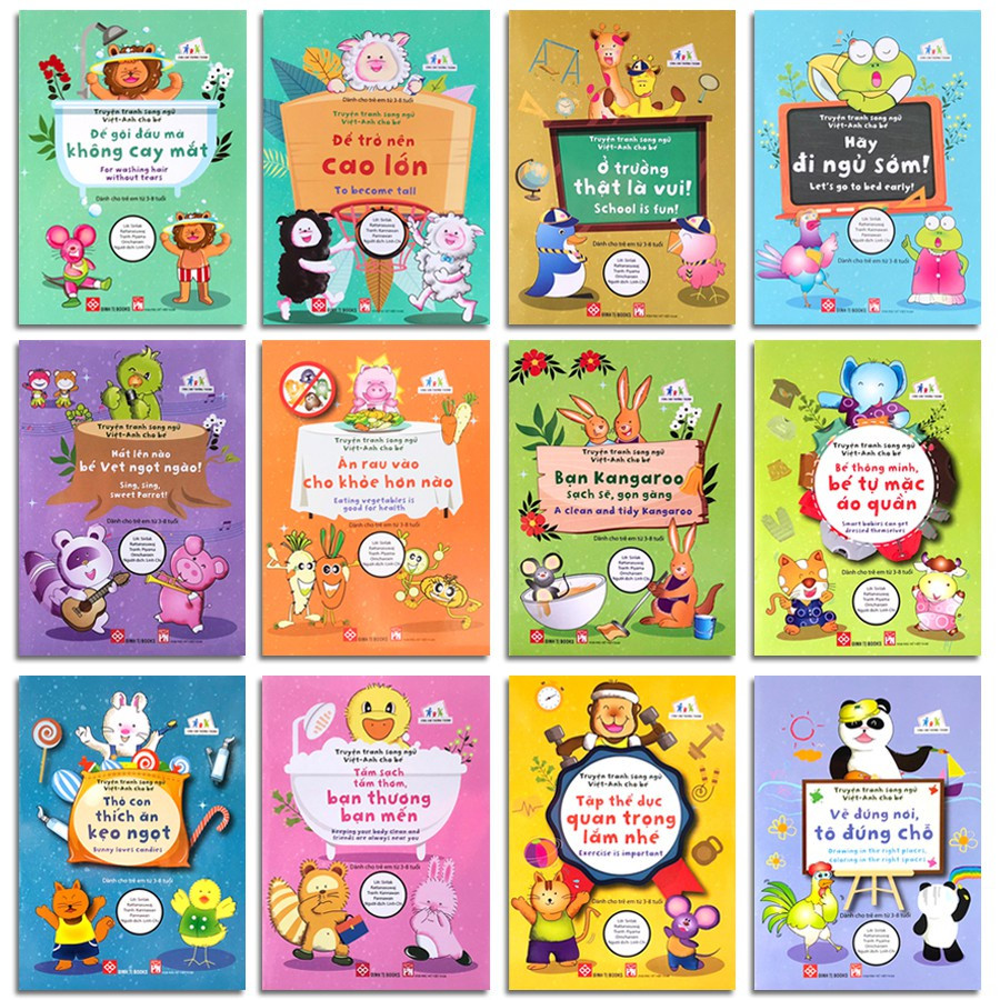 Sách - Truyện Tranh Song Ngữ Việt Anh Cho Bé - Combo 12 Cuốn - Đinh Tị Books