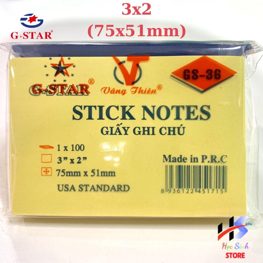 xấp 100 tờ Giấy ghi chú, giấy note đủ size ( 3x23x33x43x5 ) Gstar GS 36