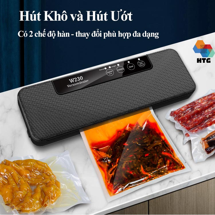 Máy hút chân không thực phẩm Shineye W230 tự động, hút khô và hút ướt với 2 chế độ hàn, tích hợp hàn độc lập, kiểm soát lực hút, hàng chính hãng