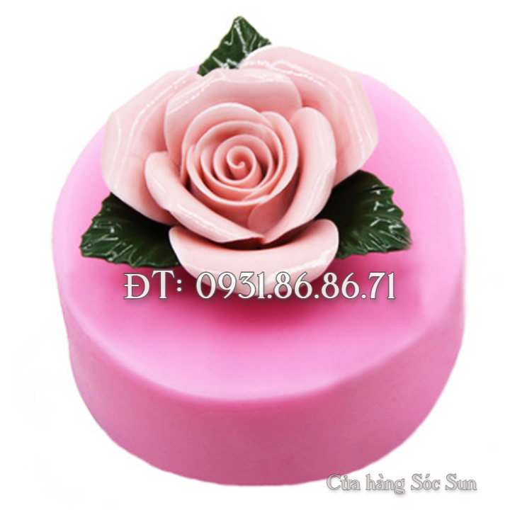 Khuôn silicon hoa hồng búp kèm lá loại 8 cm - Mã số 1537