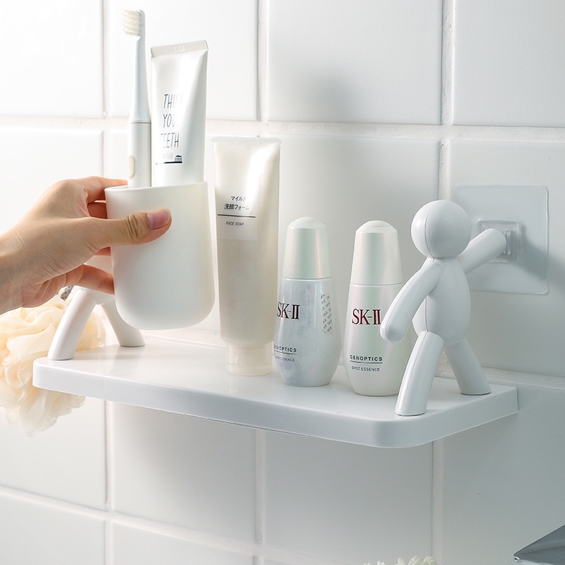 Kệ dán tường nhà tắm hình người chất liệu nhựa PP chắc chắn, Kệ đa năng để đồ hình người trắng, Kệ mỹ phẩm treo tường, decor phòng - Chính hãng MINIIN