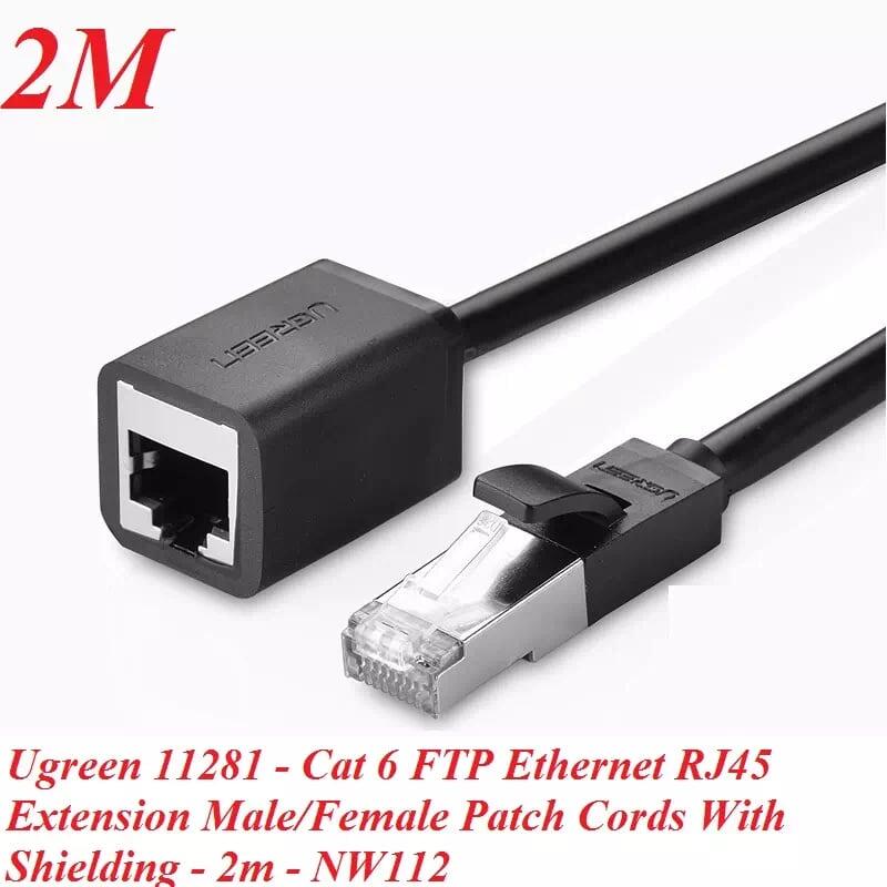 Ugreen UG11281NW112TK 2M màu Đen Cáp nối dài Ethernet CAT6 FTP RJ45 - HÀNG CHÍNH HÃNG