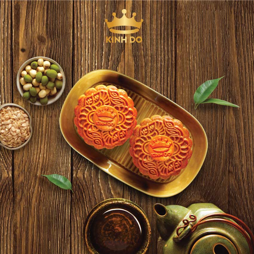 Hộp 2 bánh trung thu Kinh Đô &quot;Team Đậu Xanh - Khoai Môn&quot; (2 bánh x 150g)