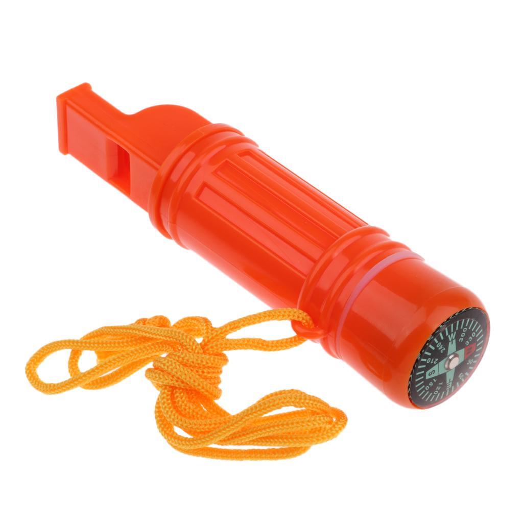 Multiuse Survival Tool Emergency Whistle Fire Starter Compass Signal Mirror