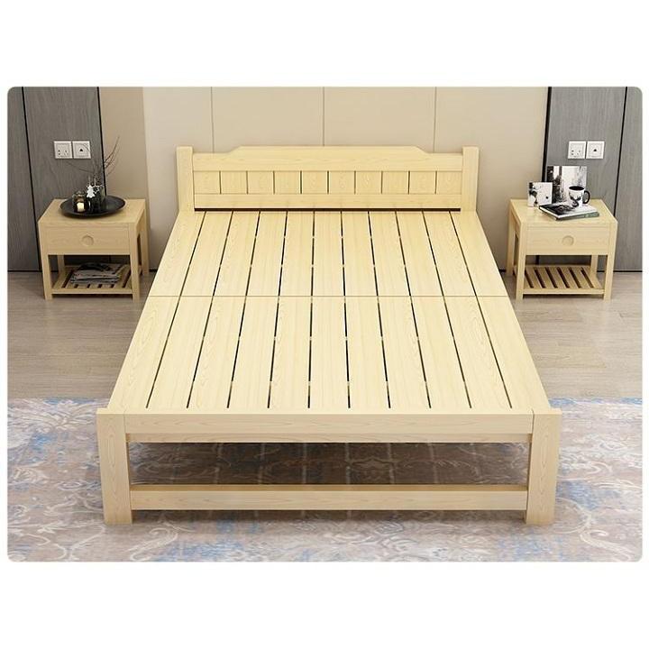 Giường ngủ gỗ thông gấp gọn, kích thước 100x195cm, tặng kèm đệm, gối