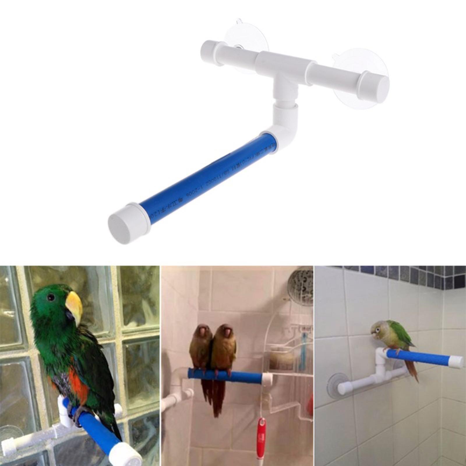 Bird Parrot Stand Perch Shower Holder Standing Toy Portable Suction Cup