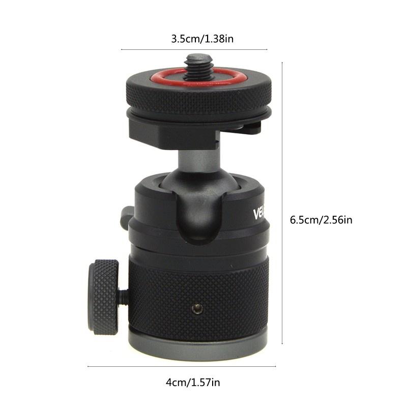 HSV Mini Full Metal Panoramic Spherical Gimbal Cold Shoe Clip Conversion Ball Head Table For Micro SLR Microphone Light Tripod Head