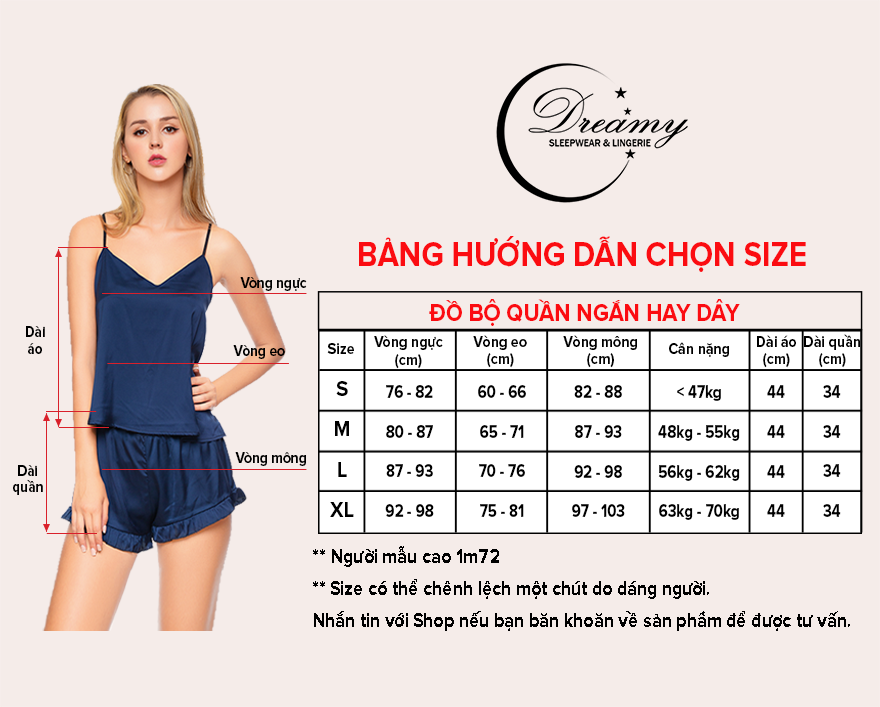 Dreamy-DN02-Đồ Bộ Ngủ Lụa Cao Cấp Trơn Hai Dây Quyến Rủ Gợi Cảm Có Hai Màu Xanh Đen và Đỏ Đô