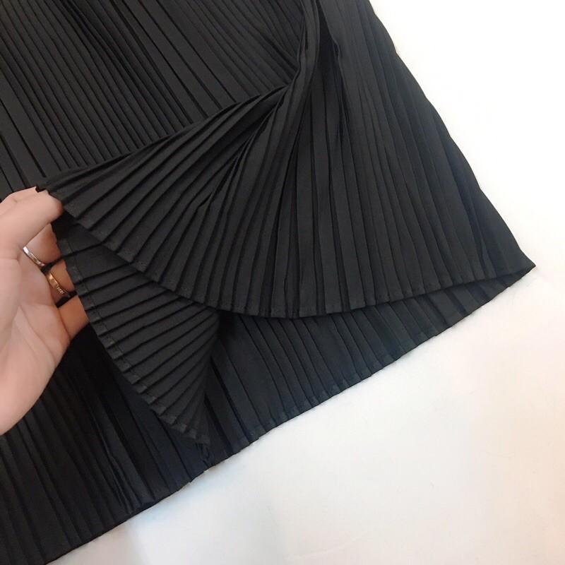 Chân váy midi dập ly đen nâu siêu hót