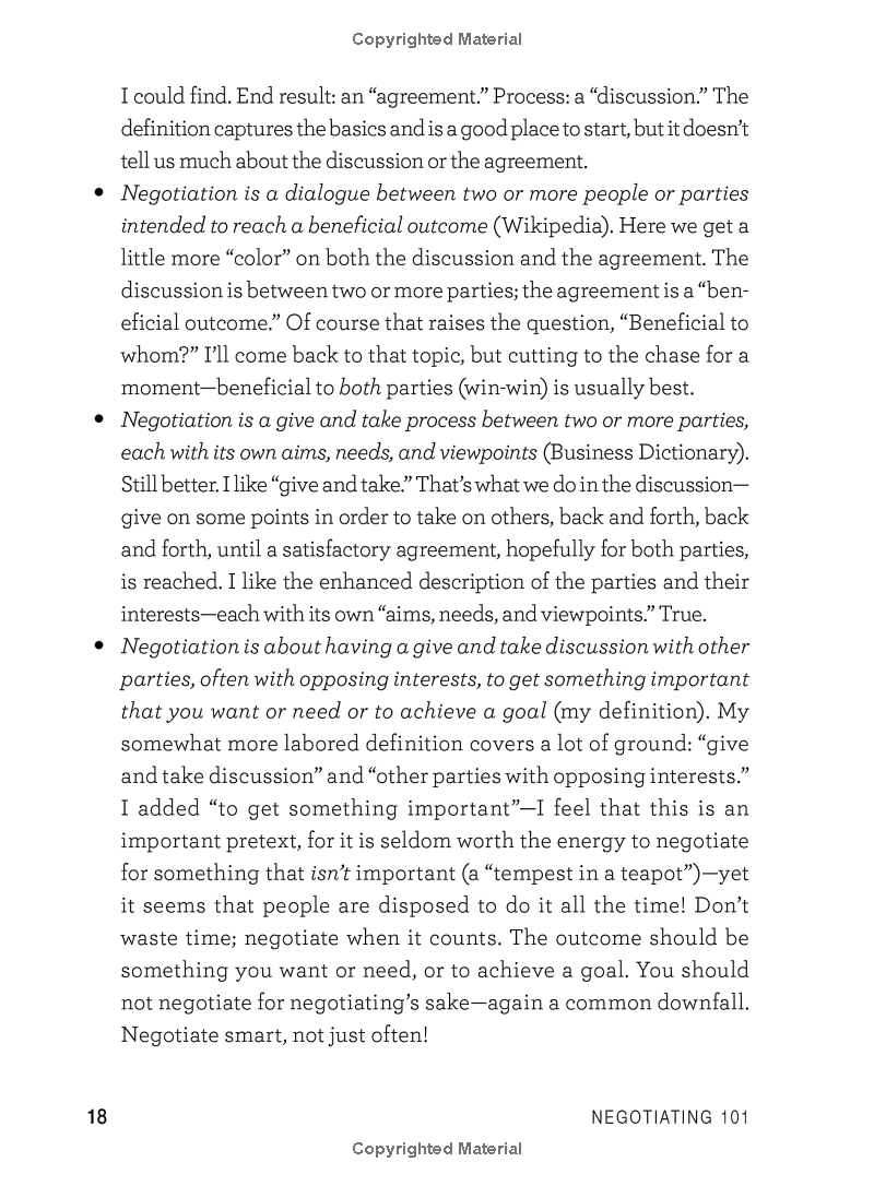 Negotiating 101 : From Planning Your Strategy To Finding A Common Ground, An Essential Guide To The Art Of Negotiating