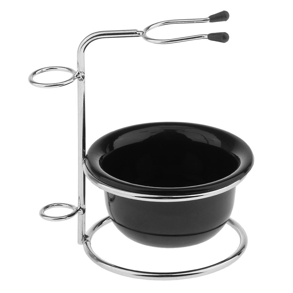2-3pack Stainless Steel Shaving Brush Razor Stand Holder & Acrylic Shaving Bowl