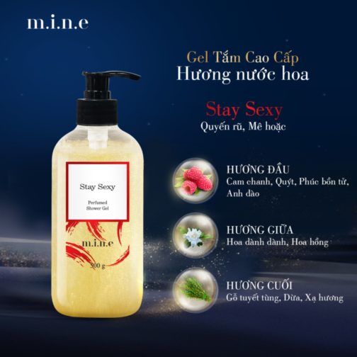 Gel tắm sáng da nhũ vàng hương nước hoa Mine – Stay Sexy (Shower gel skin brightening emulsion yellow incense perfume mine-stay sexy)