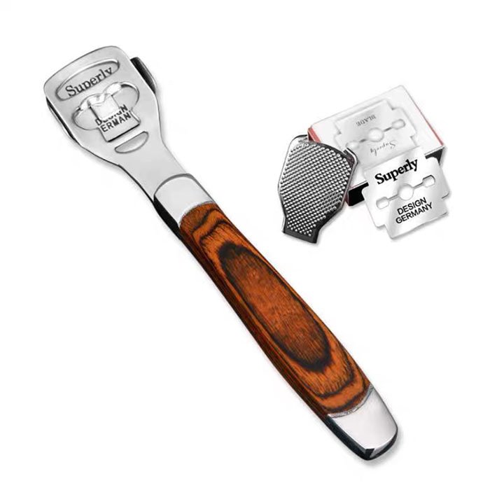 Dụng Cụ Mài, Chà Gót Chân Tẩy Da Chết Inox Cao Cấp kèm 20 dao cạo thay thế
