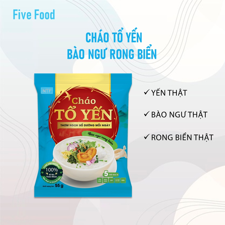 Thùng 30 Gói Cháo Tổ Yến Khánh Hòa NTF Vị Bào Ngư Rong Biển – Nguyên Liệu Tươi Ngon, Giàu Dinh Dưỡng, Yén Thật, Thịt Thật