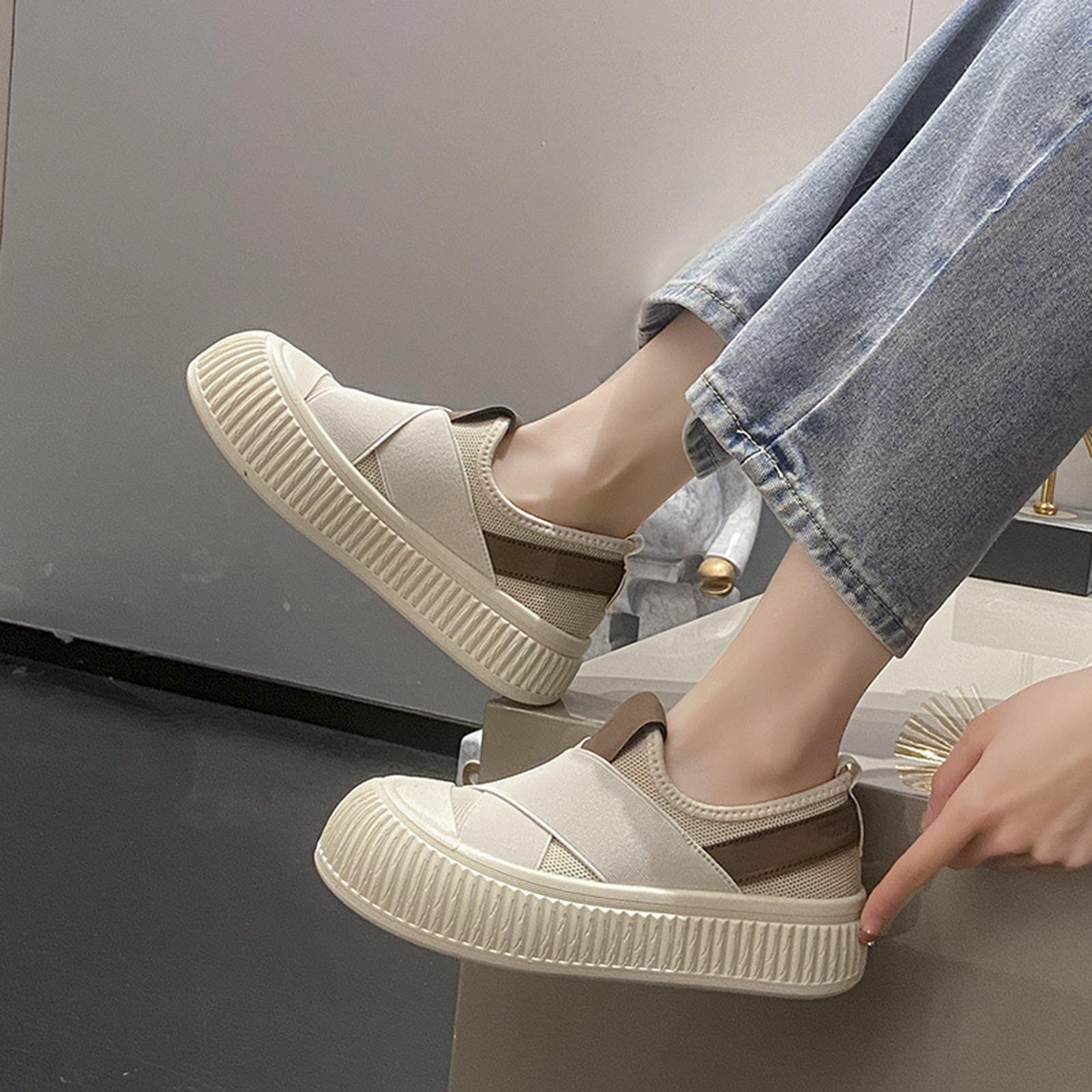 Women Casual Shoes, Sport Shoes Slip on Athletic Shoes Trendy Sneakers Platform Shoes for Camping Hiking Outdoor Activities Driving Shopping