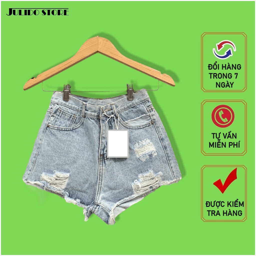 Quần short nữ lưng cao Julido S15 chất jean, một màu, ba kích thước thời trang trẻ trung