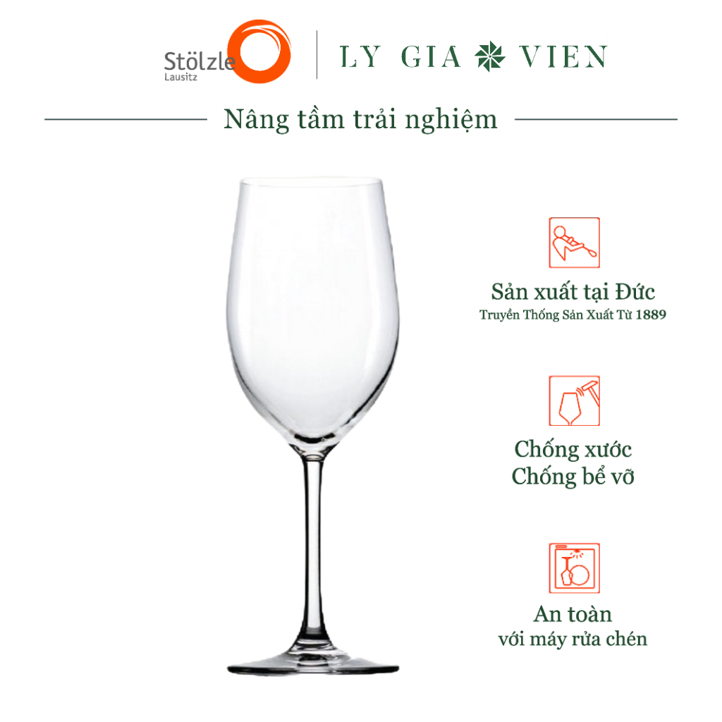 Ly Uống Vang Đỏ Stoelzle Classic Red Wine Glass 448 ml - Thiết Kế Thanh Lịch, Vượt Thời Gian - Thích Hợp Để Thưởng Thức Các Loại Vang Chianti Classico, Chianti Riserva, Montepulciano, Barbera Hay Zweigelt