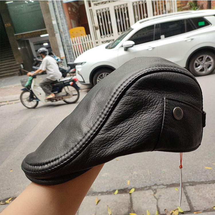 Mũ beret/ Nón nồi nam da dê cao cấp BHY2071