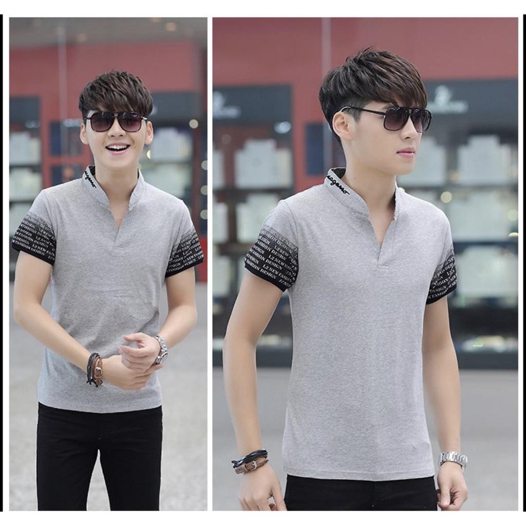 Áo thun nam đẹp V trụ tay ngắn phom áo suông vải thun cotton co giãn thoải mái MKT21