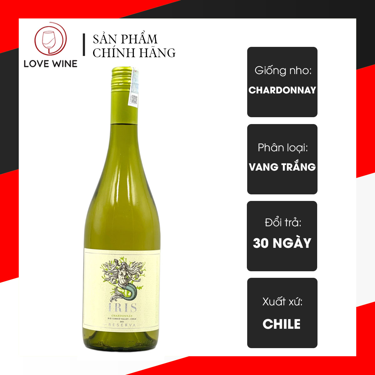Rượu vang trắng Chi Lê Iris Chardonnay 2021