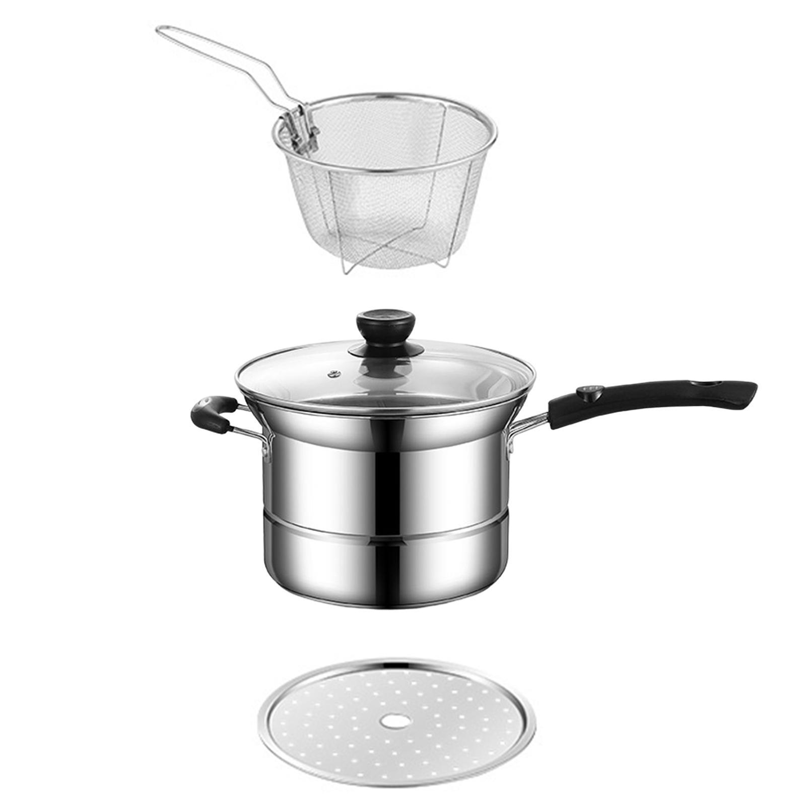 Stainless Steel Sauce Pan, Universal Utensils with Lid Handle Milk Pan Small Pot for Cooking Restaurant Party Indoor Outdoor Dining Room