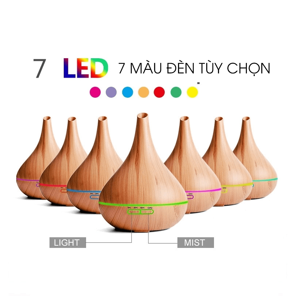 Máy Khuếch Tán Tinh Dầu Hạnh Phúc HP-06 Giúp Tỏa Hương Tinh Dầu, Tạo Độ Ẩm, Xông Phòng, Tặng Tinh Dầu Sả Chanh + Bạc Hà + Bưởi Hồng Hạnh Phúc (10ml)