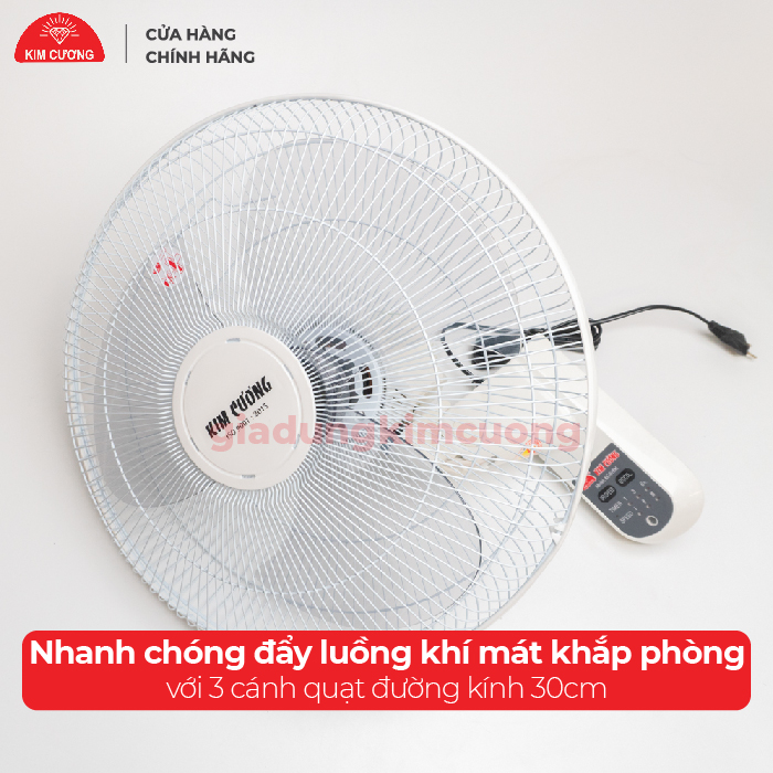 Quạt Treo Tường Remote Kim Cương - Điều Khiển Từ Xa - Hàng Chính Hãng