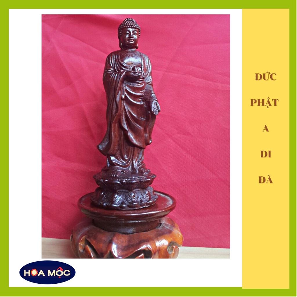 Tượng Phật A Di Đà Bằng gỗ Quý Trắc, Gõ, Mun, Cẫm, Hương. Cao 15cm. Tượng để xe ô tô, thờ phụng, trang trí