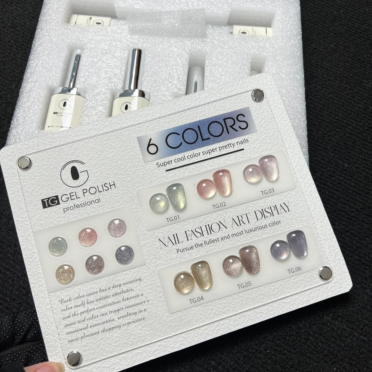 Set Sơn Gel Mắt Mèo Kim Cương Ánh Sao Cực Quang 6 Màu TG PRO Làm Nail Siêu Sáng, Lên Màu Chuẩn, Đậm Mướt Nữ Women