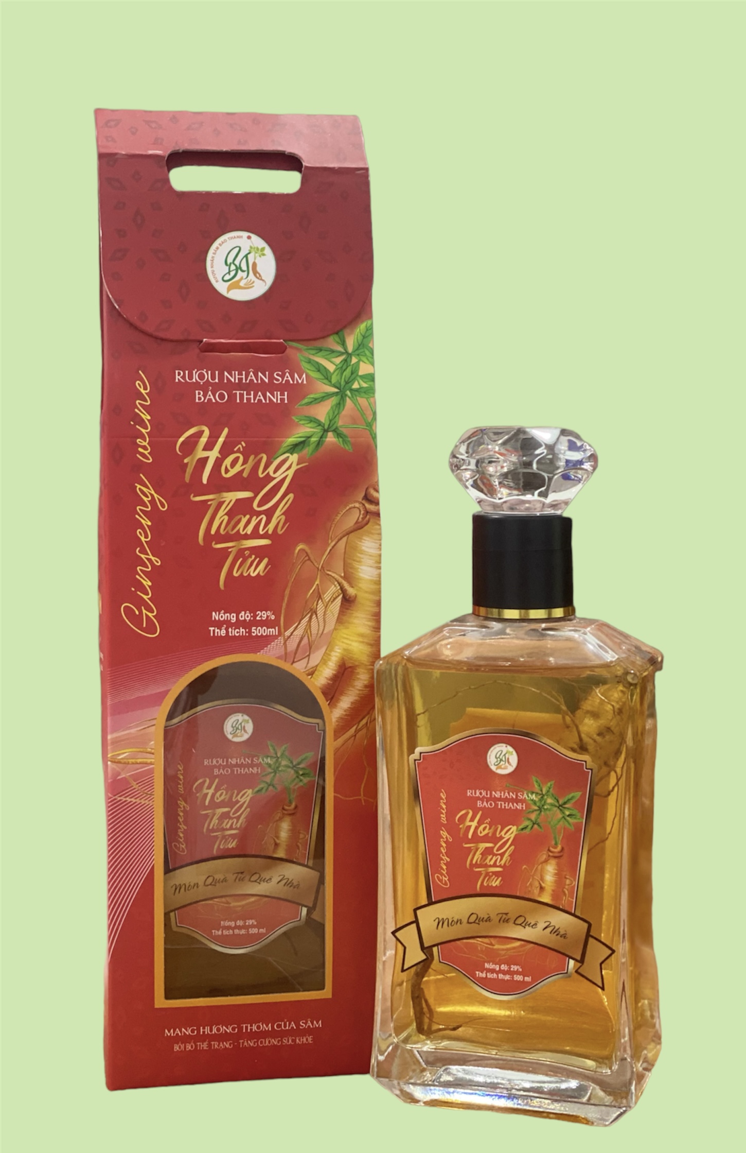 Rượu nhân sâm Bảo Thanh 500ml(chai vuông)