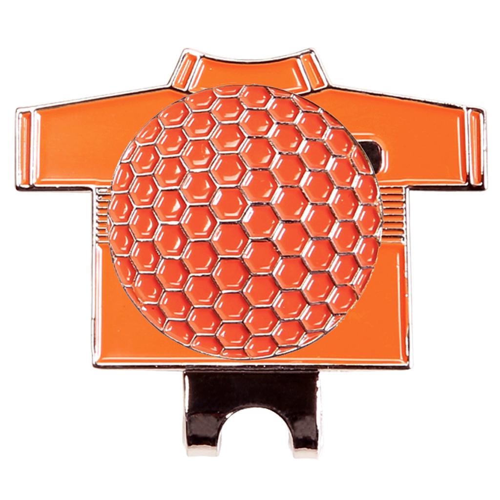 Golf Hat Clip with Detachable  Golf Ball Marker Shirt Design Orange