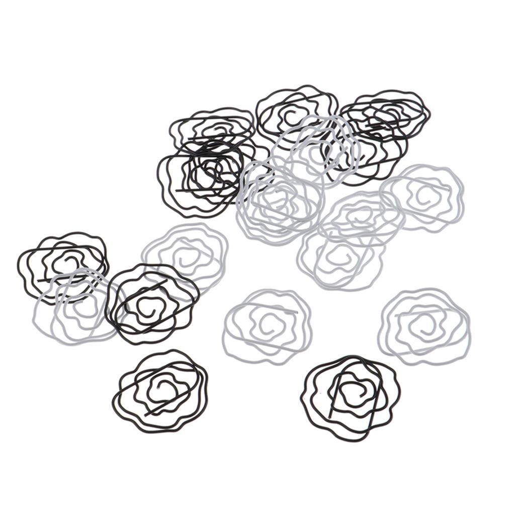 20Pcs Rose Flower Shape Paper Clip Binder Clip Book Mark for Office Organize