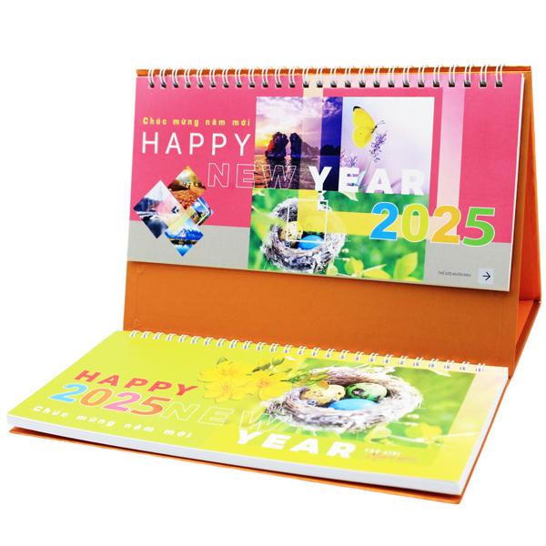 Lịch Bàn 2025 Có Note - Thế Giới Muôn Màu - Văn Lang VL-LB12 - Đế Màu Cam