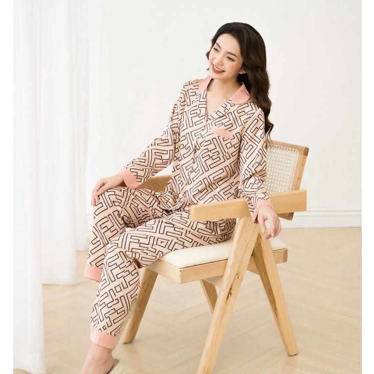 Đồ Ngủ Nữ Bộ Pijama Dài Tay Lụa Cao Cấp Mặc Nhà Họa Tiết Đẹp Mềm Mịn Thấm Hút Thoáng Mát – VADESI