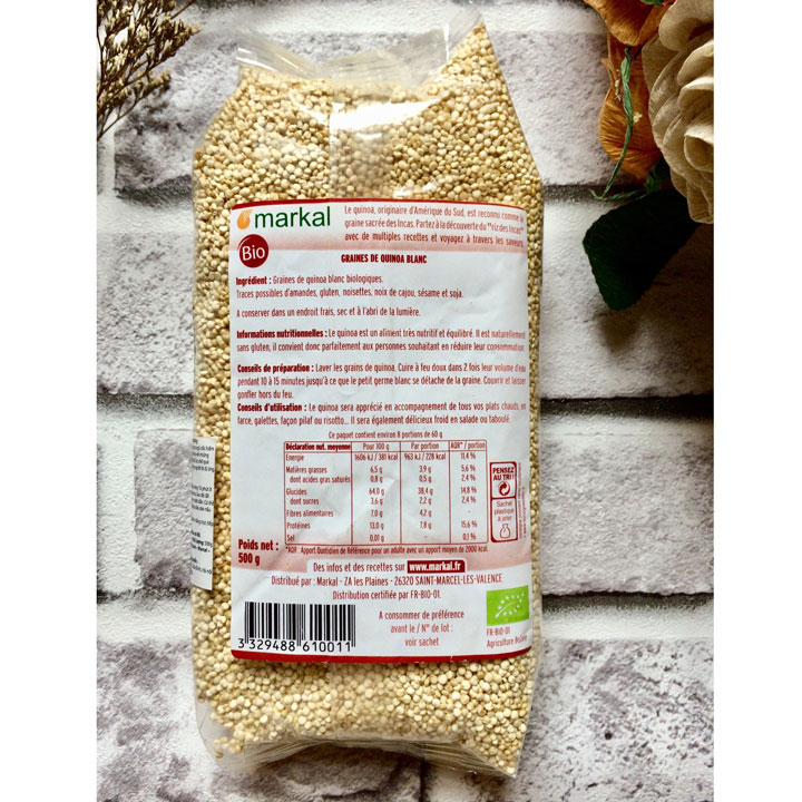 Hạt diêm mạch quinoa trắng hữu cơ Markal 500g