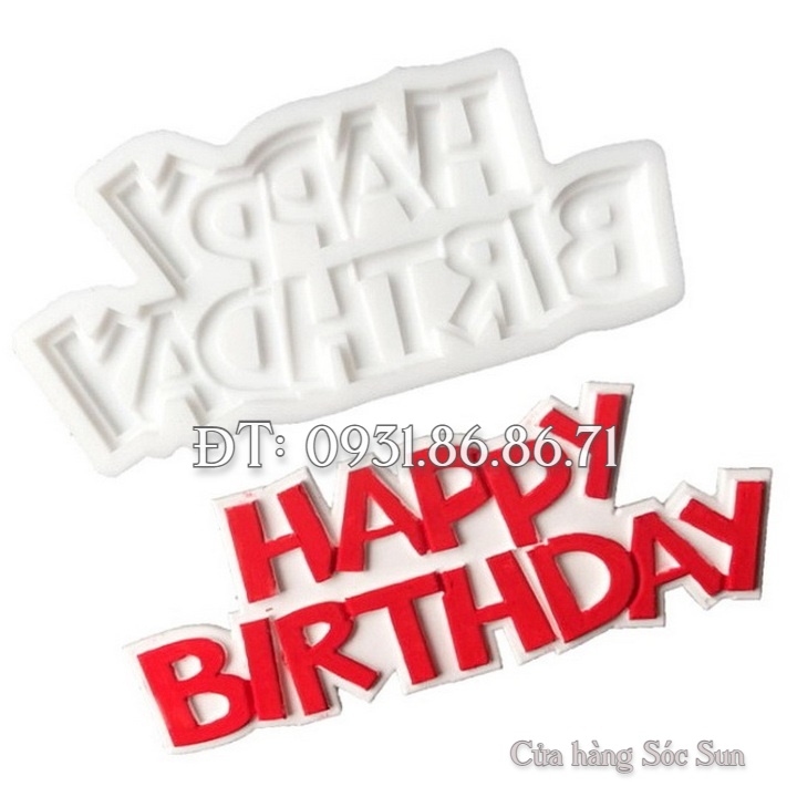 Khuôn silicon sinh nhật Happy Birthday - Mã số 1694