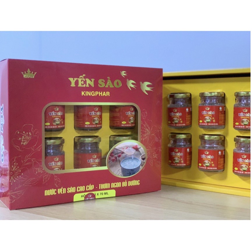 Yến sào Kingphar, hộp 6 hũ x 70ml, bồi bổ sức khoẻ, hạn chế lão hoá
