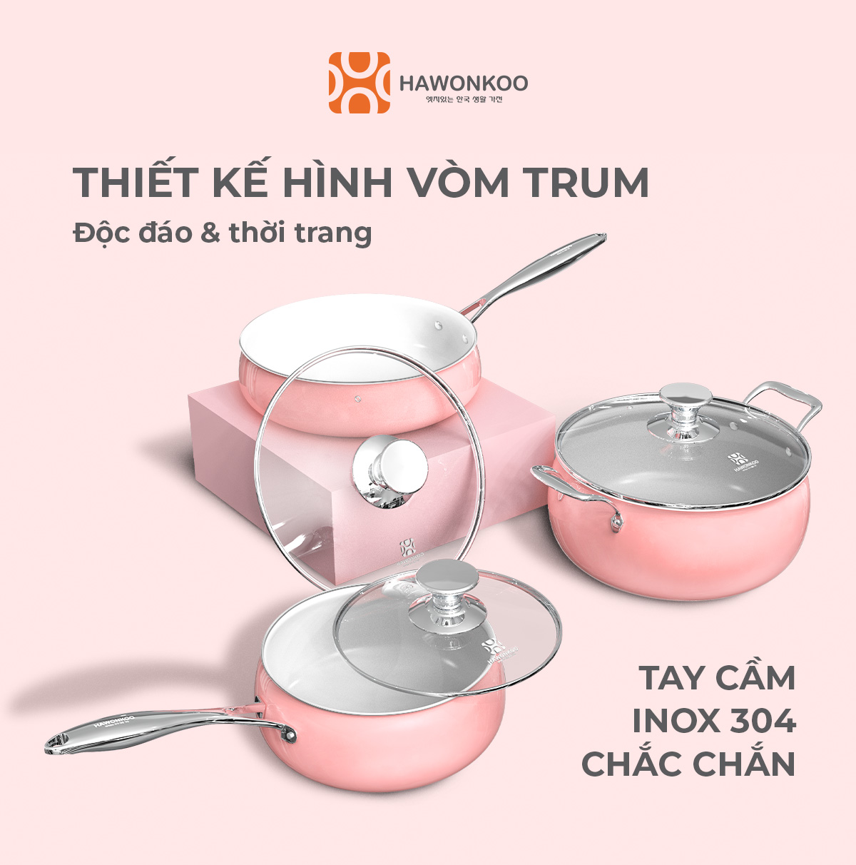 Bộ nồi HAWONKOO CWH-070 Hàng Chính Hãng Bảo Hành 12 Tháng - Thương Hiệu Hàn Quốc