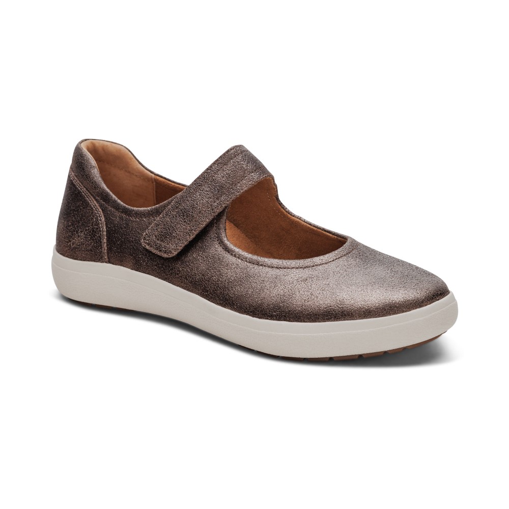 Giày búp bê sức khoẻ nữ Aetrex Erica Bronze - giày bít đế đệm, giảm đau chân
